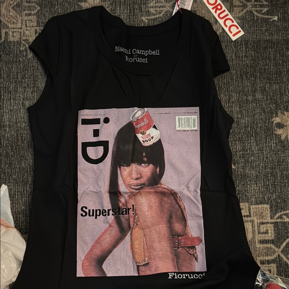 Fiorucci Black Superstar  Naomi Campbell Graphic Tee